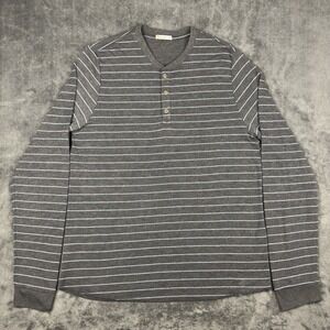 Marine Layer Sz L/XL Henley Mens Shirt  – Gray Blue Stripe Long Sleeve
